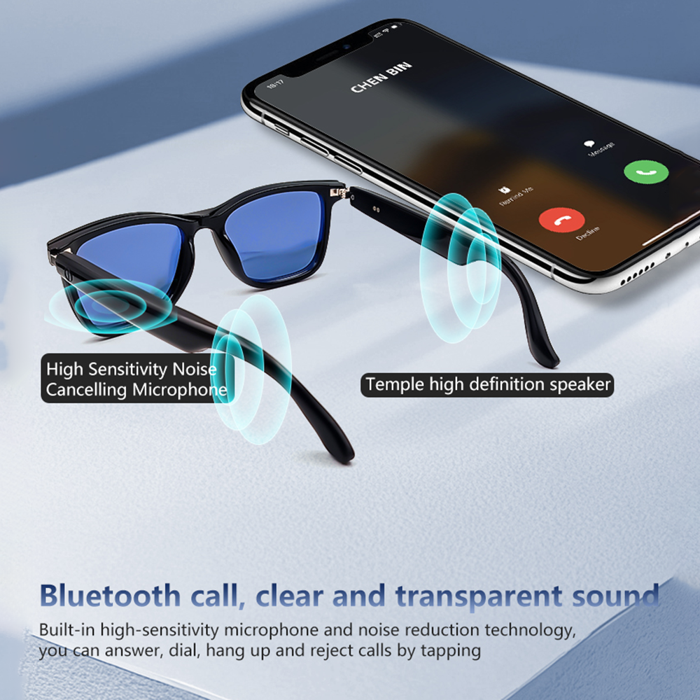 SENBONO GS05 Smart Glasses Detachable colored sunglasses Music control and remote photo taking function Voice assistant best choice for fishing and mountaineering
