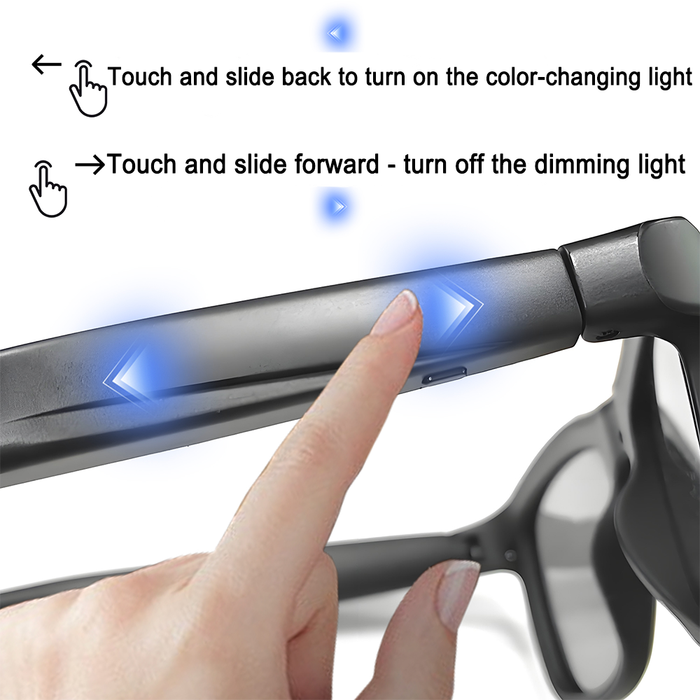 SENBONO Smart translation glasses GV90 lenses slide to change color UV400 anti-dizziness unilateral magnetic charging answering and making calls playing music and remote control photography