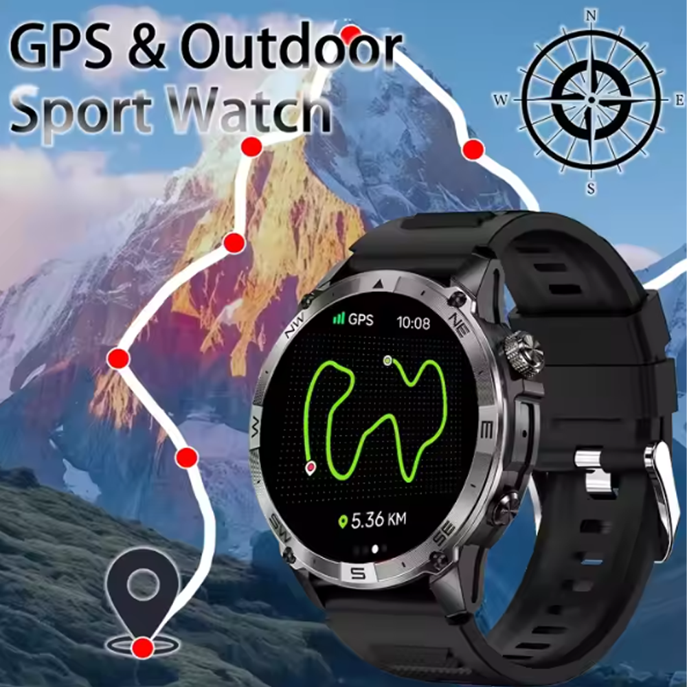 SENBONO smart watch HK08 GPS positioning air pressure compass bluetooth call message push large capacity battery men's outdoor smart watch