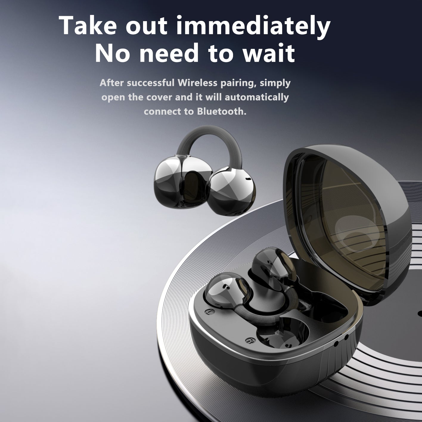 SENBONO Q11 Lightweight Clip-on Wireless Bluetooth Earphones - Open-ear design, stereo sound, high-definition calls, IPX4 waterproof and sweatproof, long standby time, low latency for gaming, compatible with both IOS and Android.