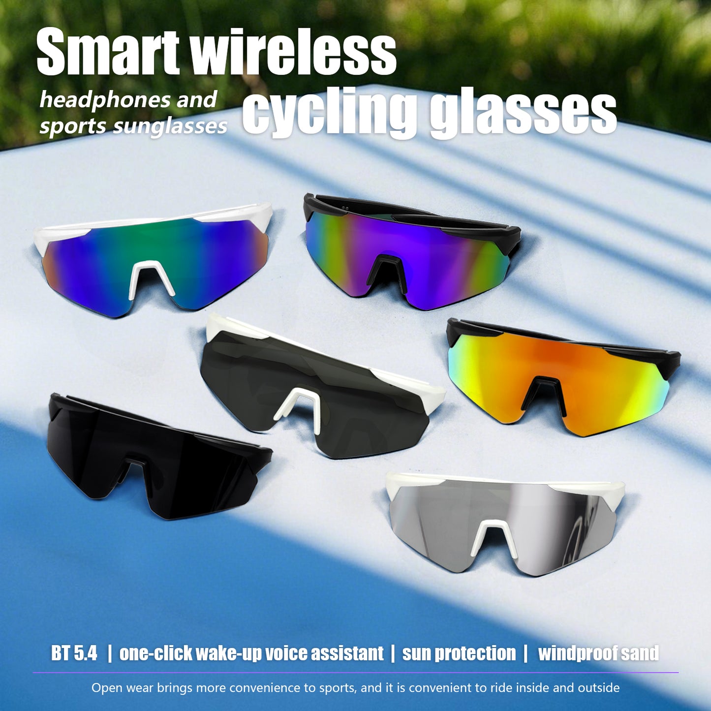 SENBONO QY-PRO2 Smart glasses are the first choice The large frame and colored polarized lenses can effectively block the glare of the sun and easily cope with scenes such as cycling and mountaineering.