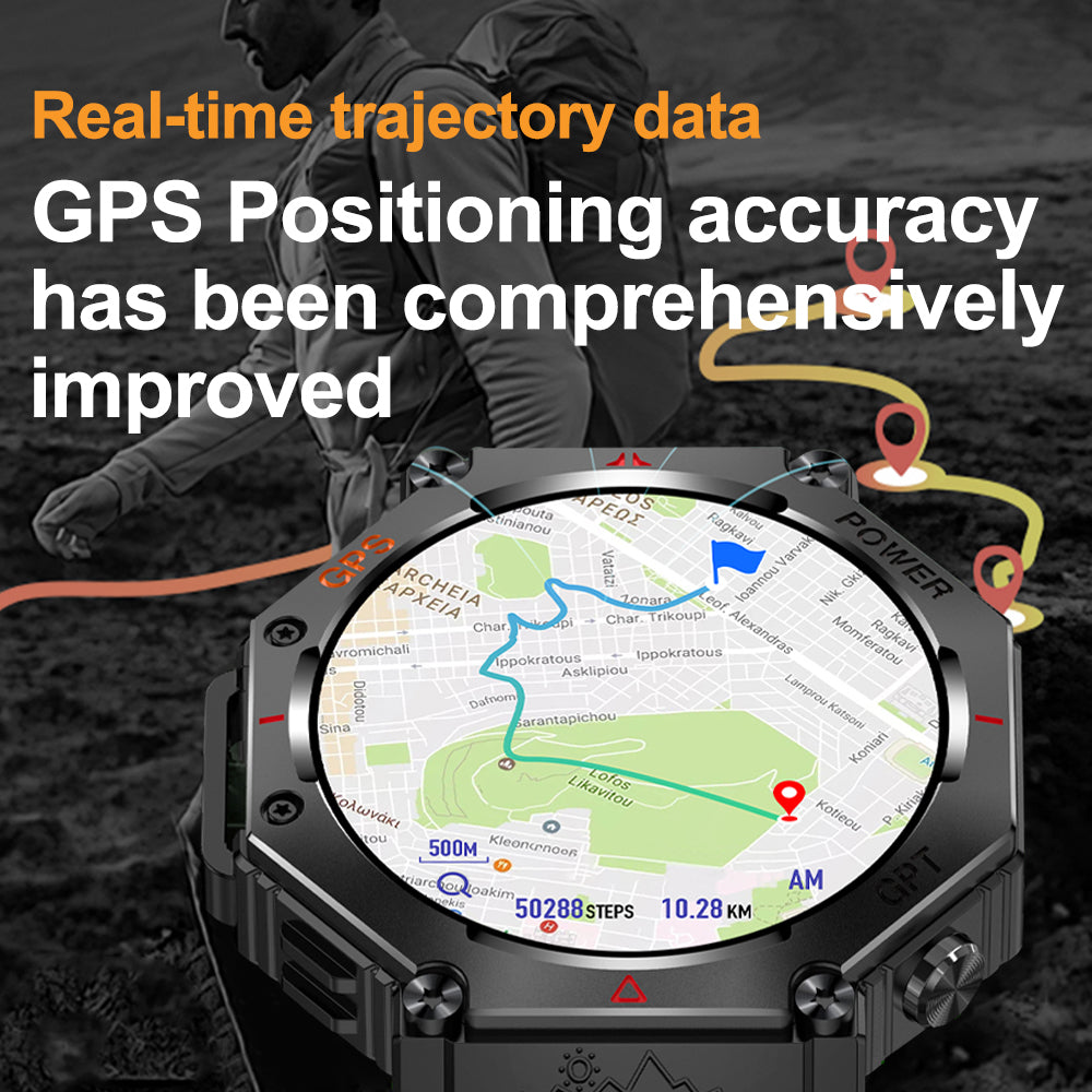SENBONO Smartwatch KC91 supports AI voice assistant + AI watch face GPS positioning Bluetooth answering, health monitoring and other functions, and is a must-have item for outdoor activities.