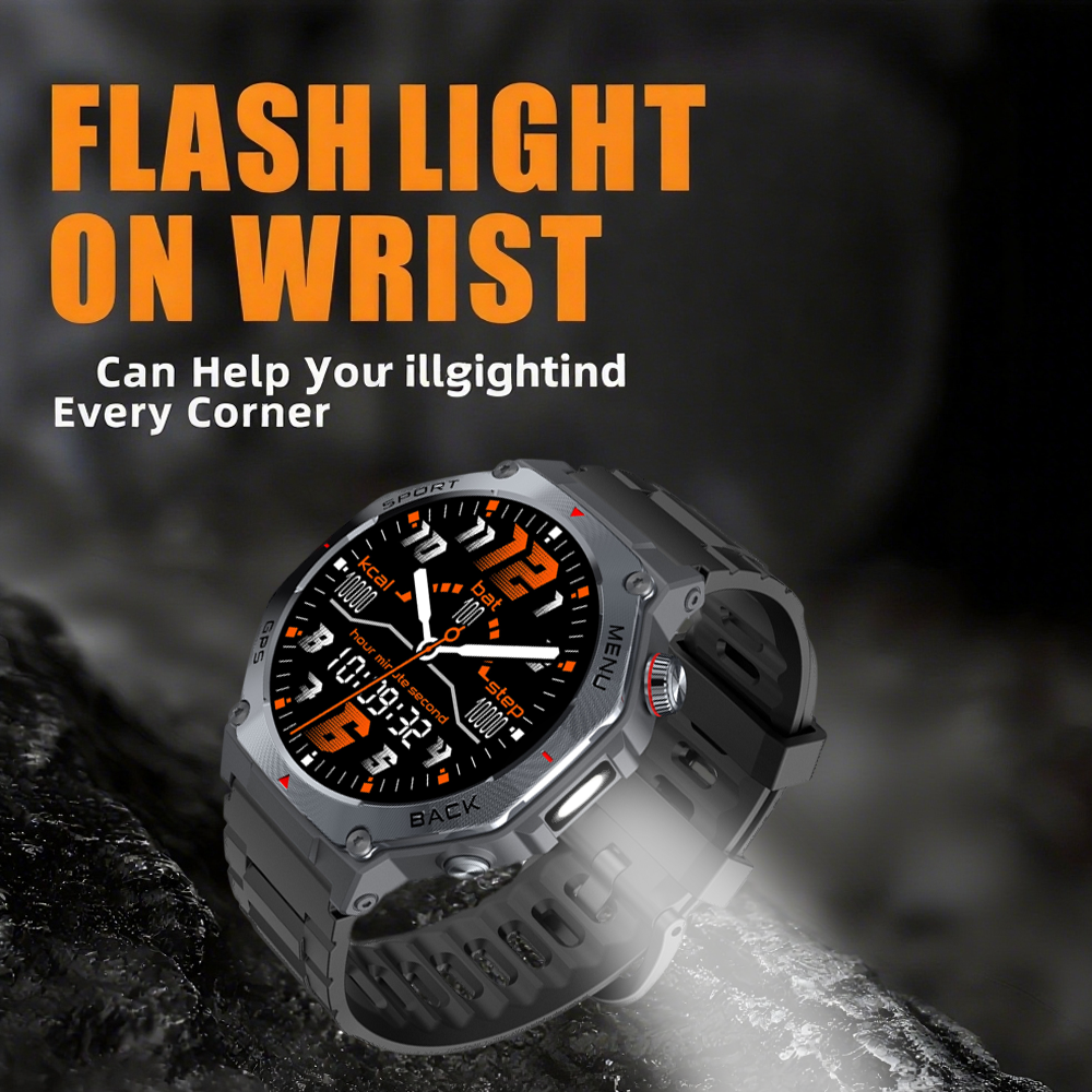SENBONO Men's Smartwatch V20 with GPS + offline map 1.43-inch touchscreen dual-mode Bluetooth calling instant connection multiple sports modes Ideal for sports and fitness