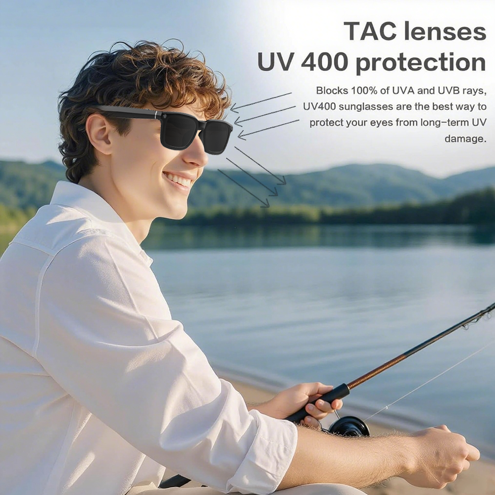 SENBONO V03 Smart ai glasses UV400 anti-ultraviolet round frame video call recording 5MP HD music playback ai object recognition sports smart outdoor sunglasses