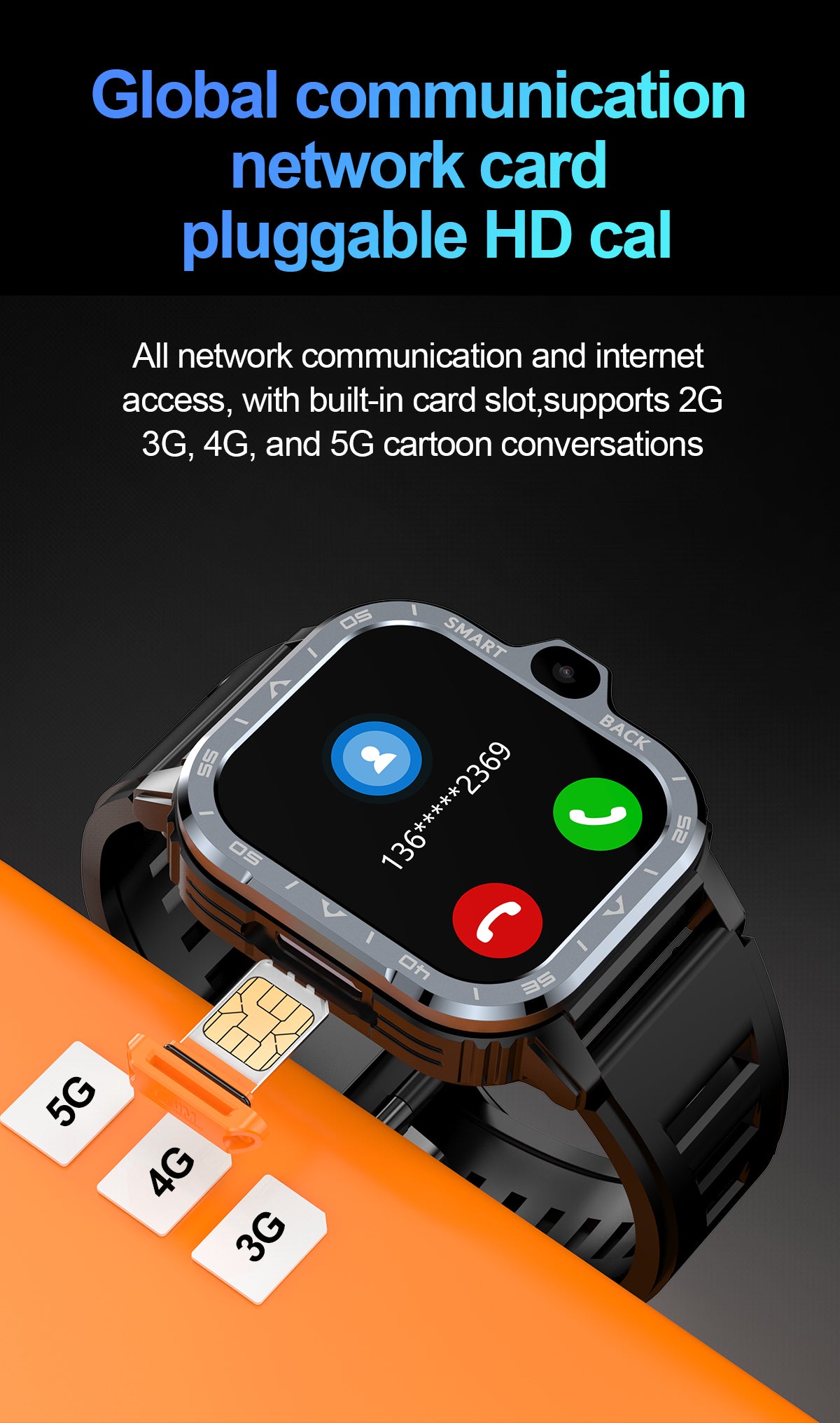 SENBONO Smart Dual-Camera Watch with Calling Functionality Supports 4G GPS navigation Video recording SMS heart rate Blood oxygen Blood pressure Monitoring multiple Sports modes and is a men's smart 4G watch