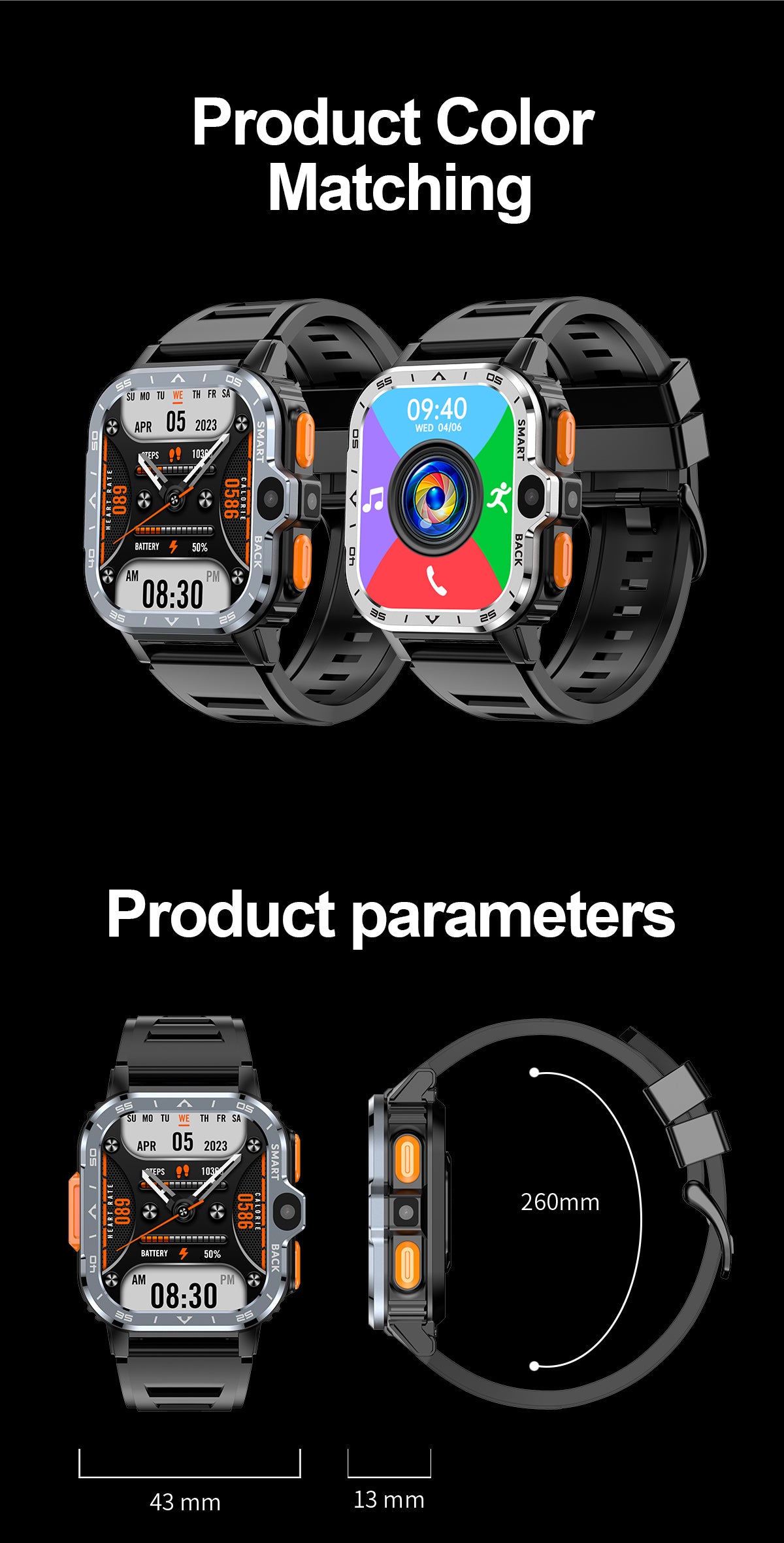 SENBONO Smart Dual-Camera Watch with Calling Functionality Supports 4G GPS navigation Video recording SMS heart rate Blood oxygen Blood pressure Monitoring multiple Sports modes and is a men's smart 4G watch