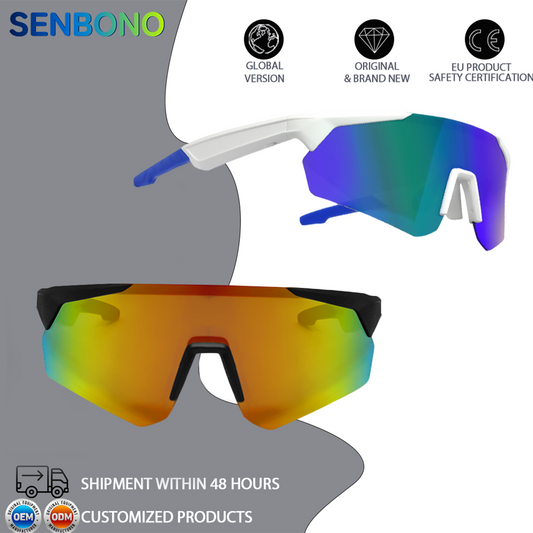 SENBONO QY-PRO2 Smart glasses are the first choice The large frame and colored polarized lenses can effectively block the glare of the sun and easily cope with scenes such as cycling and mountaineering.