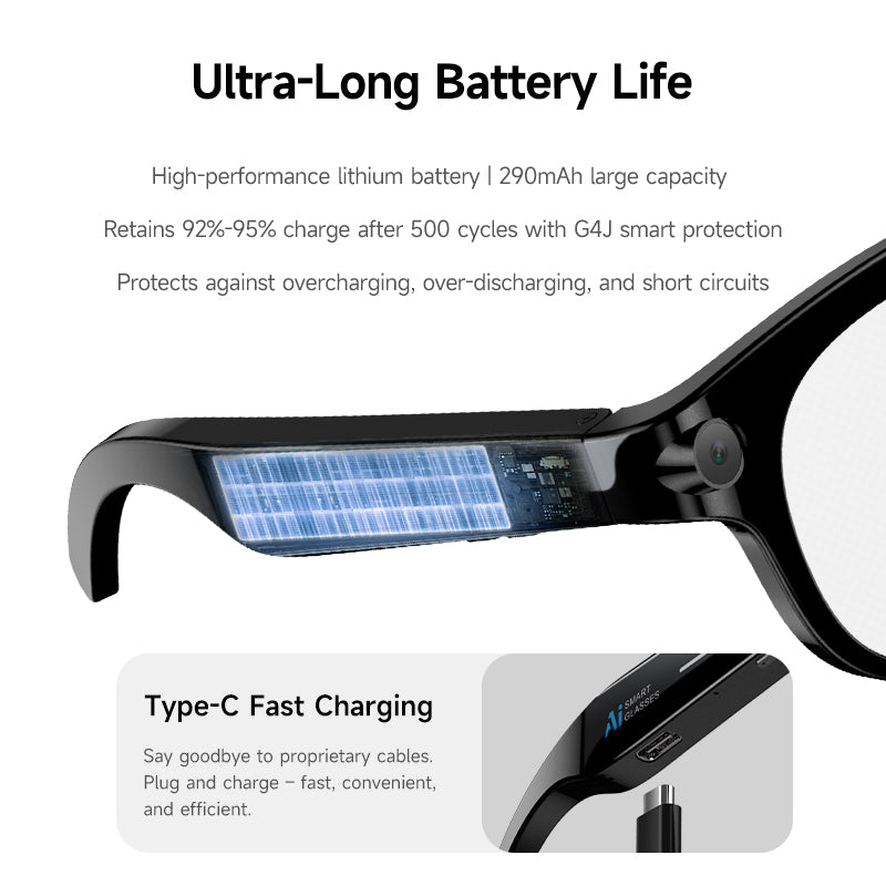 SENBONO M89 Smart Polarized Photochromic Glasses AI Real-time Translation HD Video Recording, Photography, Voice Assistant Type — Charging Unisex Color-Changing Smart Glasses