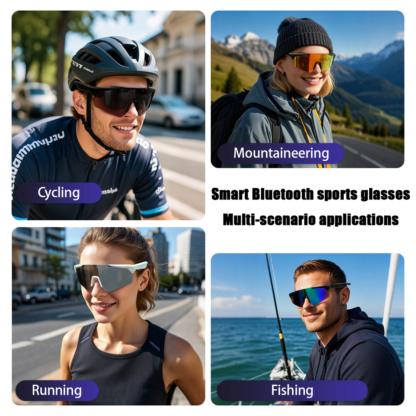 SENBONO QY-PRO2 Smart glasses are the first choice The large frame and colored polarized lenses can effectively block the glare of the sun and easily cope with scenes such as cycling and mountaineering.