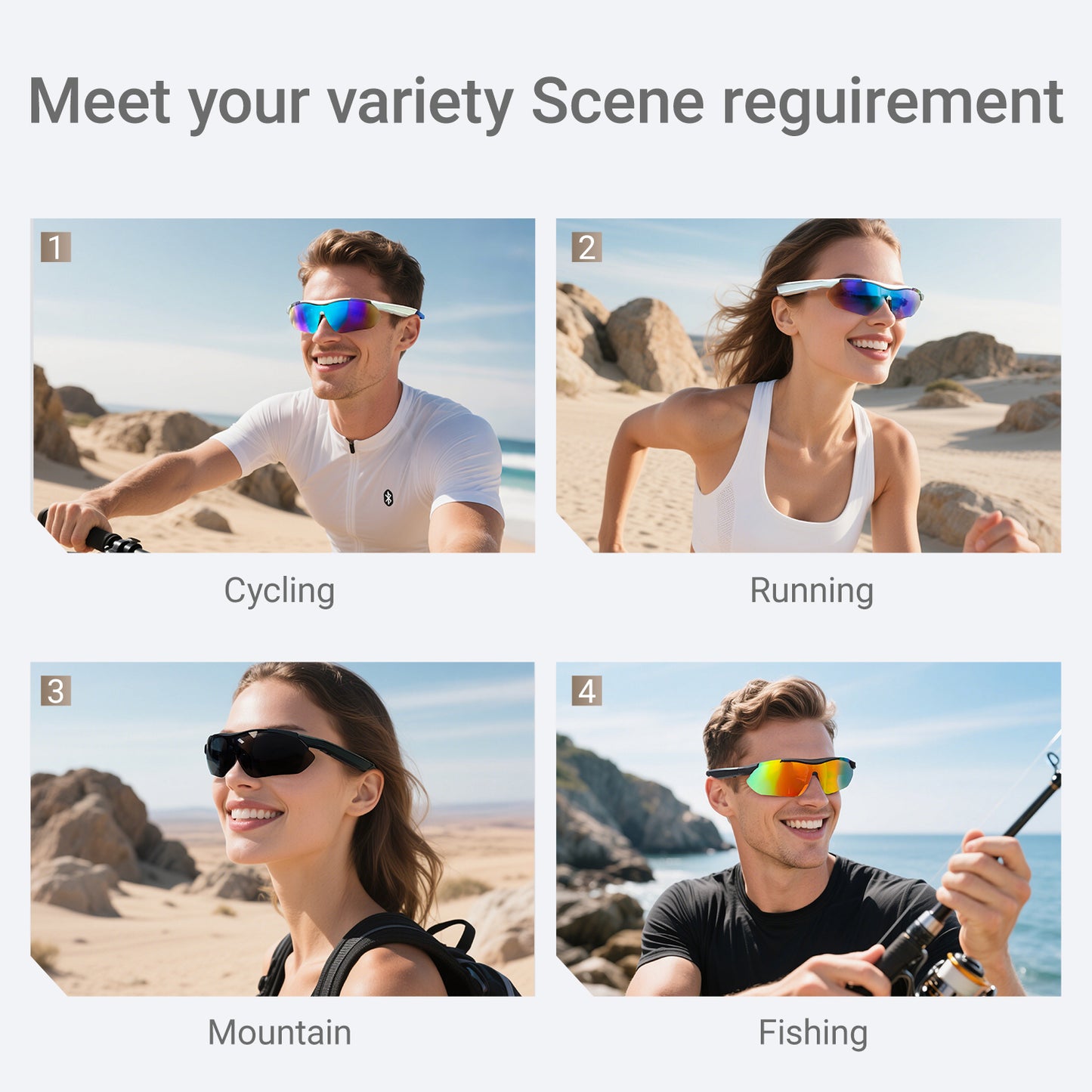 SENBONO Smart Glasses QYPRO3 color lenses volume control strong UV protection answer phone calls Bluetooth 5.4 sports smartglasses