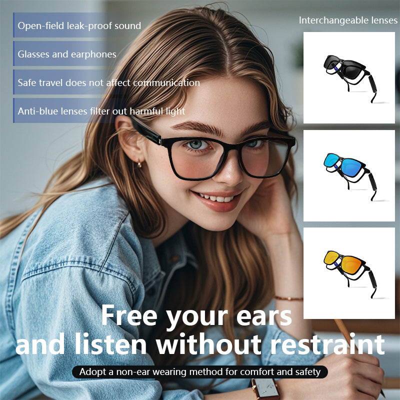 SENBONO GS05 Smart Glasses Detachable colored sunglasses Music control and remote photo taking function Voice assistant best choice for fishing and mountaineering
