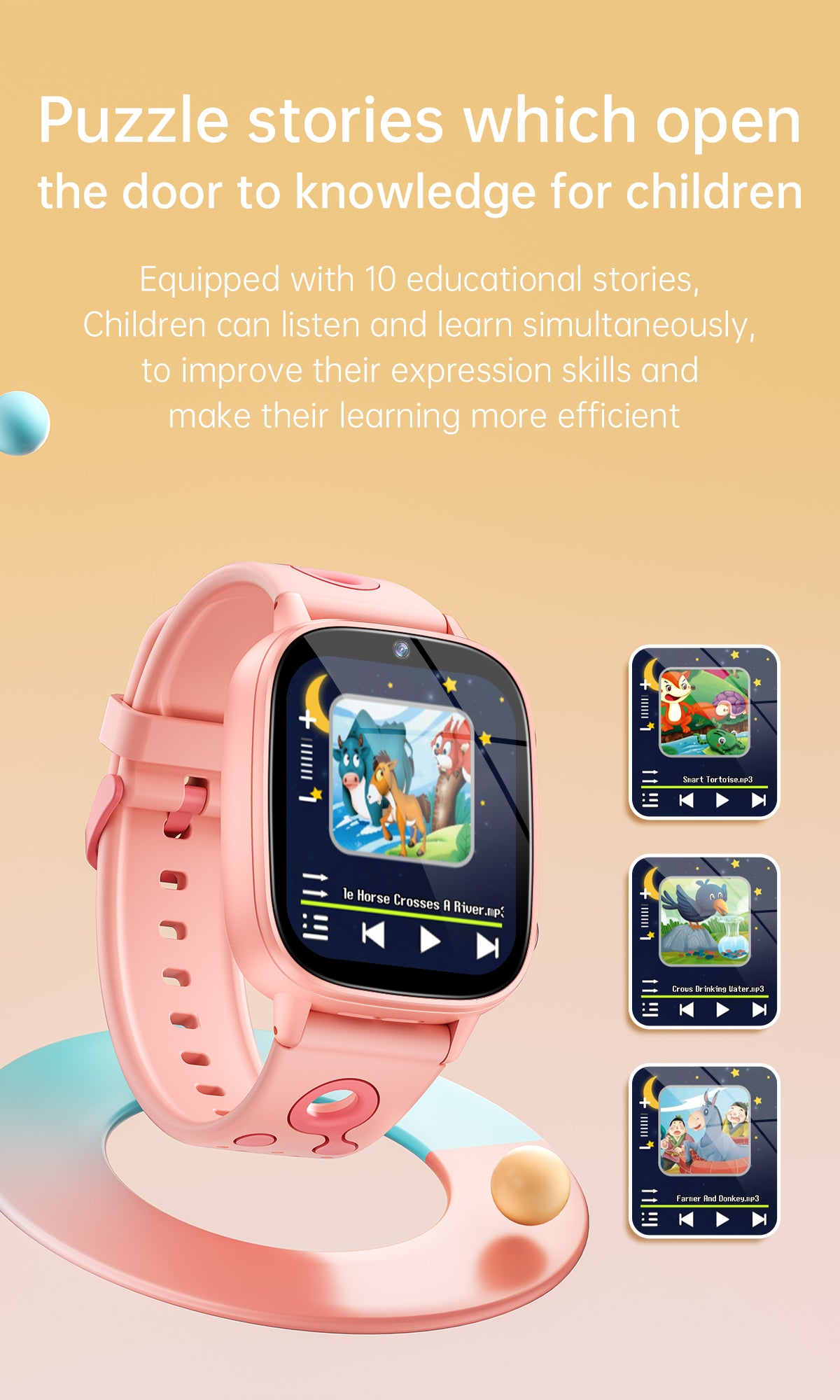 SENBONO smart children's M03 watch 1.8 inches, built-in camera, MP3 player, alarm clock, flashlight, children's story, learning words, children's smart watch