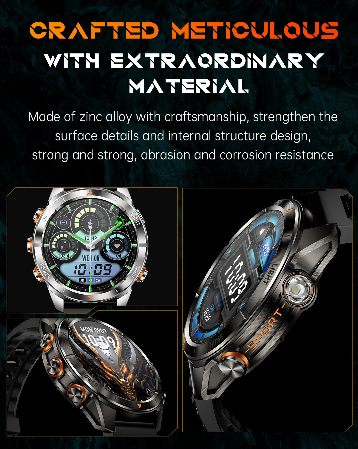 SENBONO KT80 Smartwatch 1.46-inch remote control camera full-screen touch heart rate blood oxygen pressure monitoring + exercise record + sleep / women's health management smartwatch