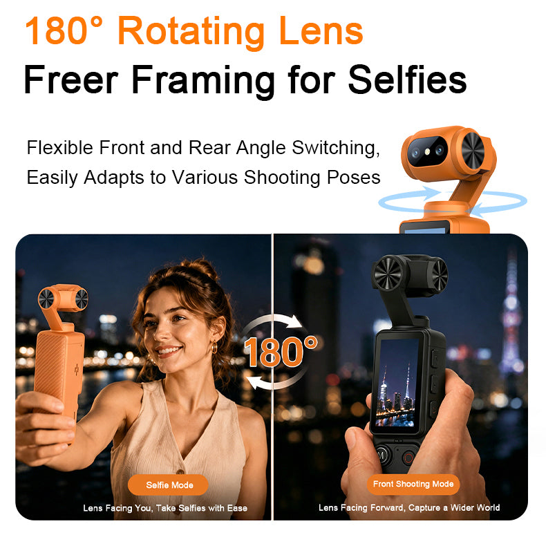 SENBONO A30 4K Ultra HD Pocket Camera Handheld Camcorder 180° Rotatable Lens 2000mAh Battery Support Photo and Video Recording Portable Digital Camera