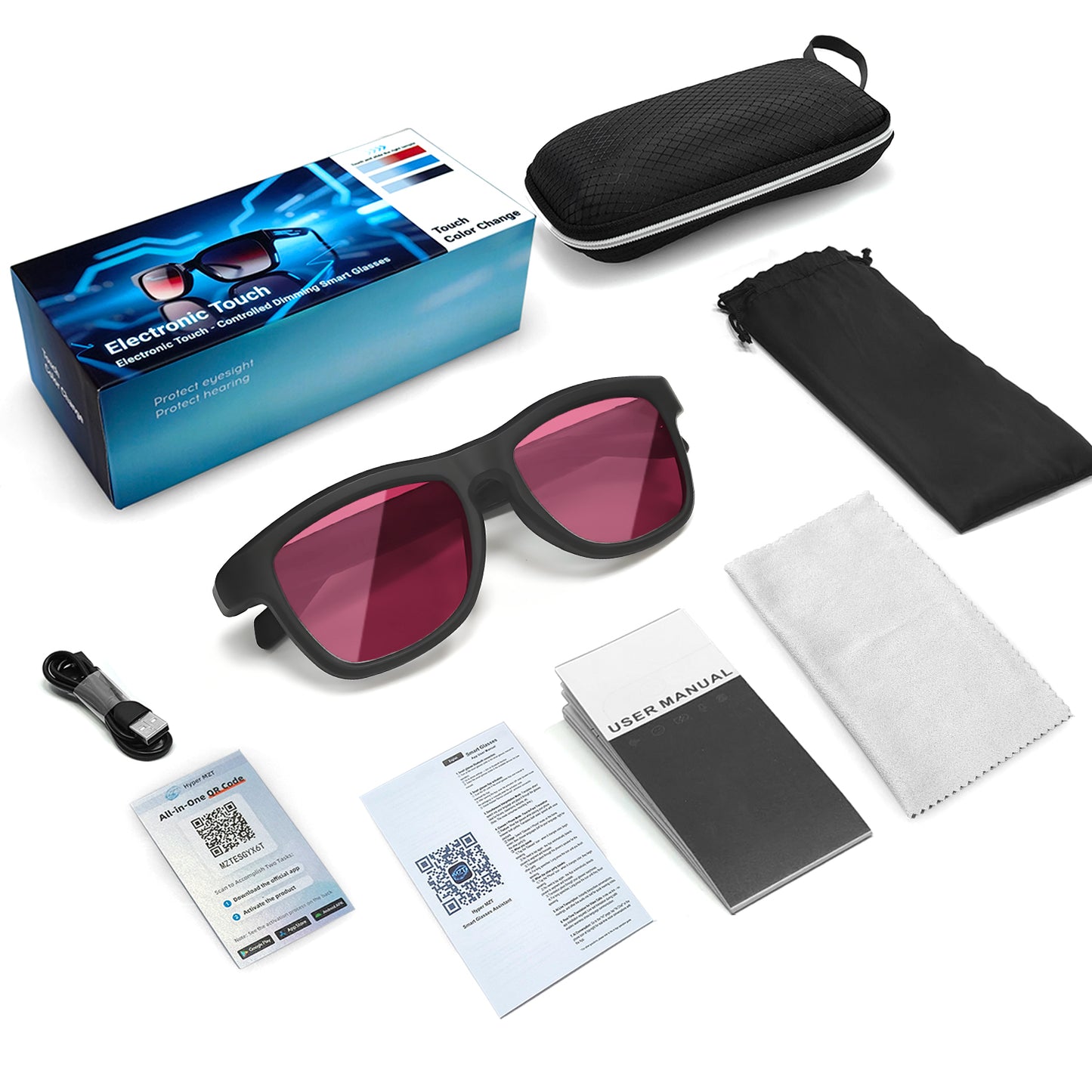 SENBONO Smart translation glasses GV90 lenses slide to change color UV400 anti-dizziness unilateral magnetic charging answering and making calls playing music and remote control photography