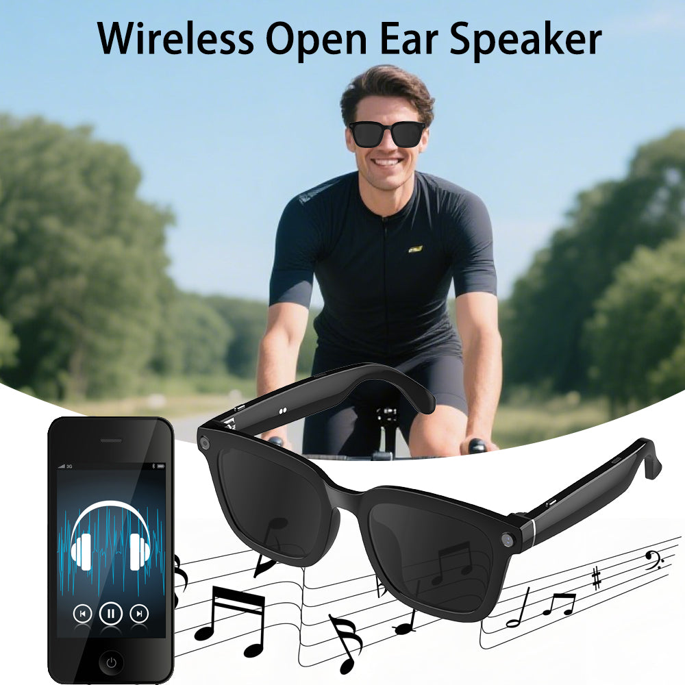 SENBONO V03 Smart ai glasses UV400 anti-ultraviolet round frame video call recording 5MP HD music playback ai object recognition sports smart outdoor sunglasses