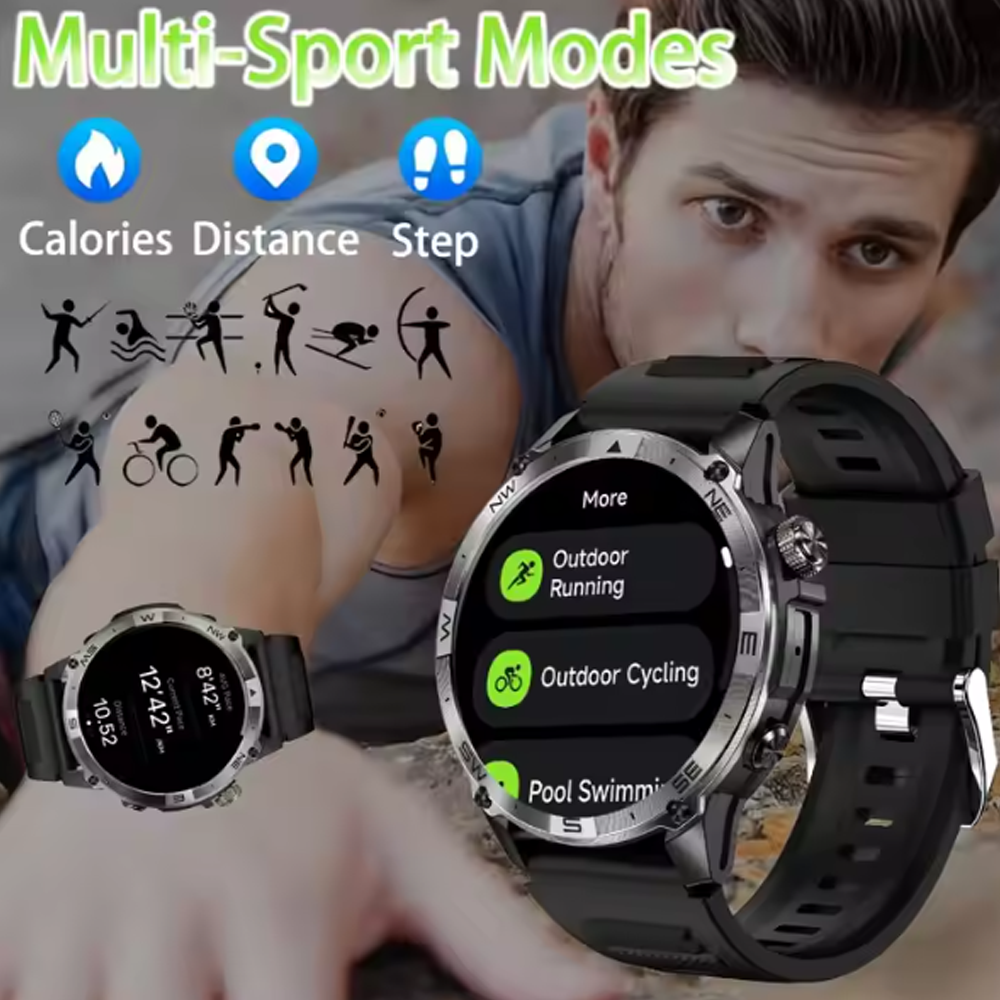 SENBONO smart watch HK08 GPS positioning air pressure compass bluetooth call message push large capacity battery men's outdoor smart watch