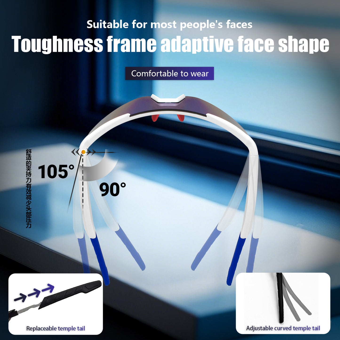 SENBONO QY-PRO2 Smart glasses are the first choice The large frame and colored polarized lenses can effectively block the glare of the sun and easily cope with scenes such as cycling and mountaineering.