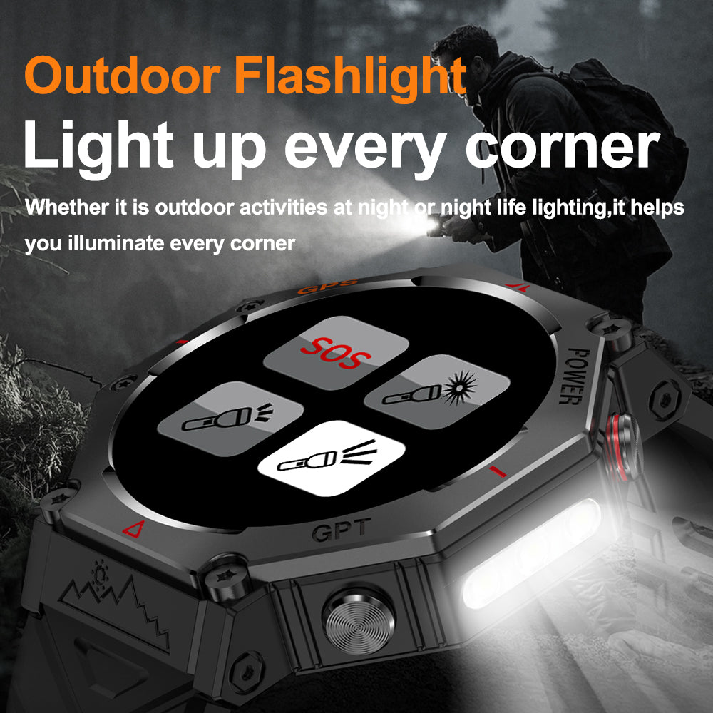 SENBONO Smartwatch KC91 supports AI voice assistant + AI watch face GPS positioning Bluetooth answering, health monitoring and other functions, and is a must-have item for outdoor activities.