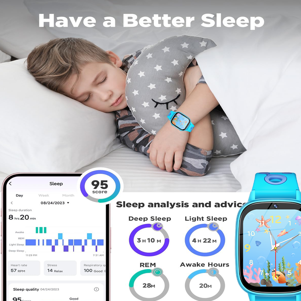 SENBONO smart children's M03 watch 1.8 inches, built-in camera, MP3 player, alarm clock, flashlight, children's story, learning words, children's smart watch