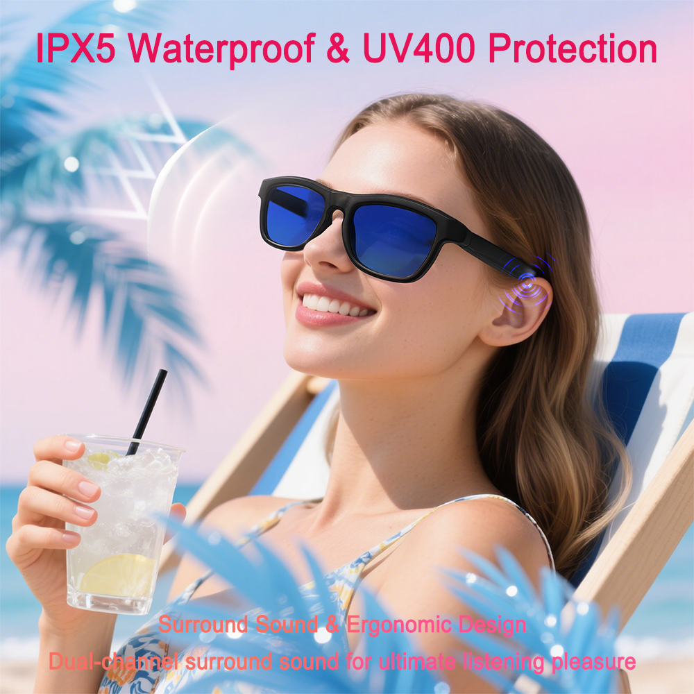 SENBONO Smart translation glasses GV90 lenses slide to change color UV400 anti-dizziness unilateral magnetic charging answering and making calls playing music and remote control photography