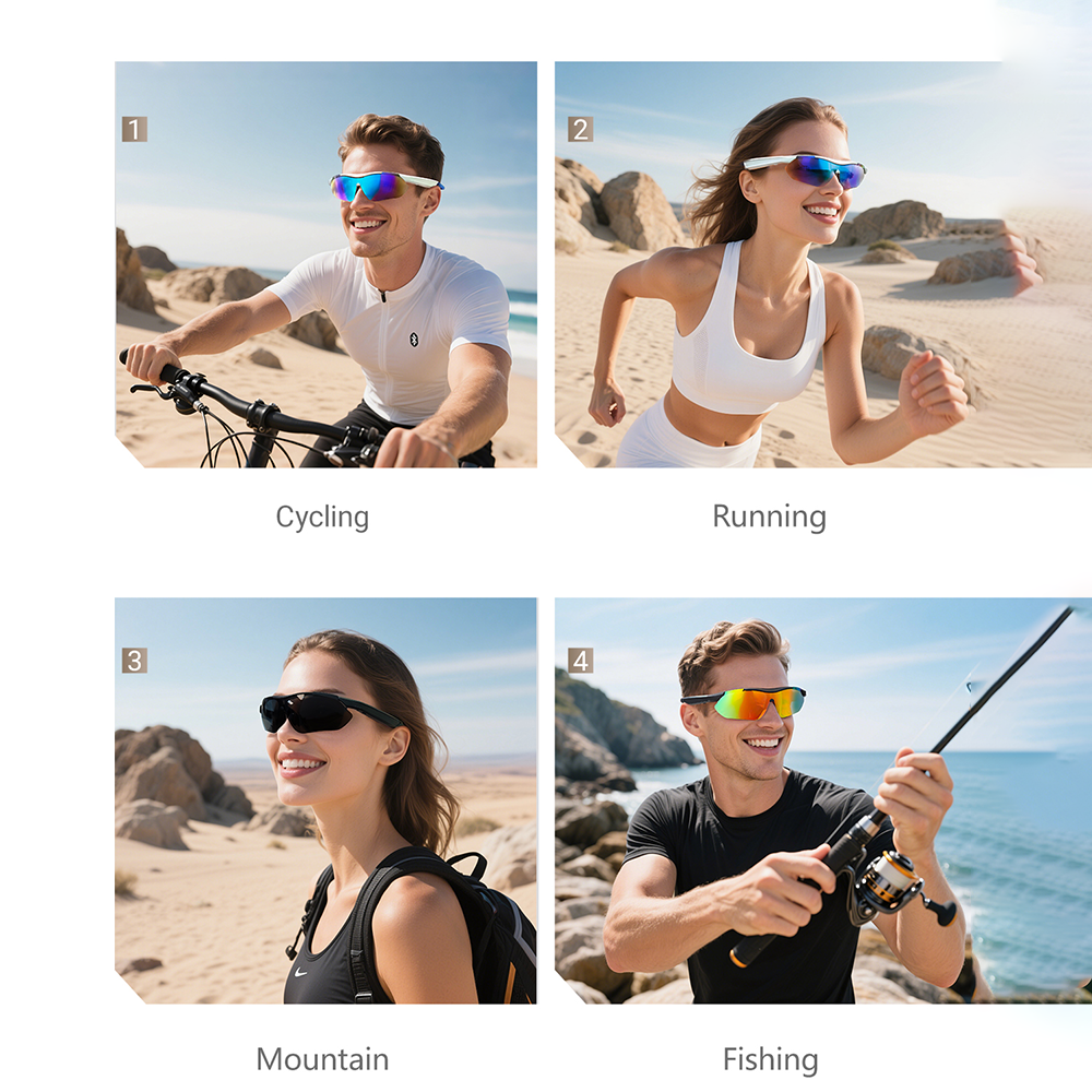 SENBONO Smart Glasses QYPRO3 color lenses volume control strong UV protection answer phone calls Bluetooth 5.4 sports smartglasses