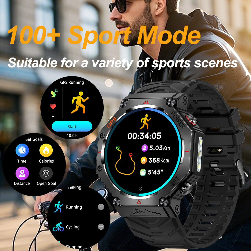SENBONO Smartwatch KC91 supports AI voice assistant + AI watch face GPS positioning Bluetooth answering, health monitoring and other functions, and is a must-have item for outdoor activities.