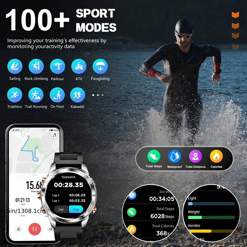 SENBONO KT80 Smartwatch 1.46-inch remote control camera full-screen touch heart rate blood oxygen pressure monitoring + exercise record + sleep / women's health management smartwatch