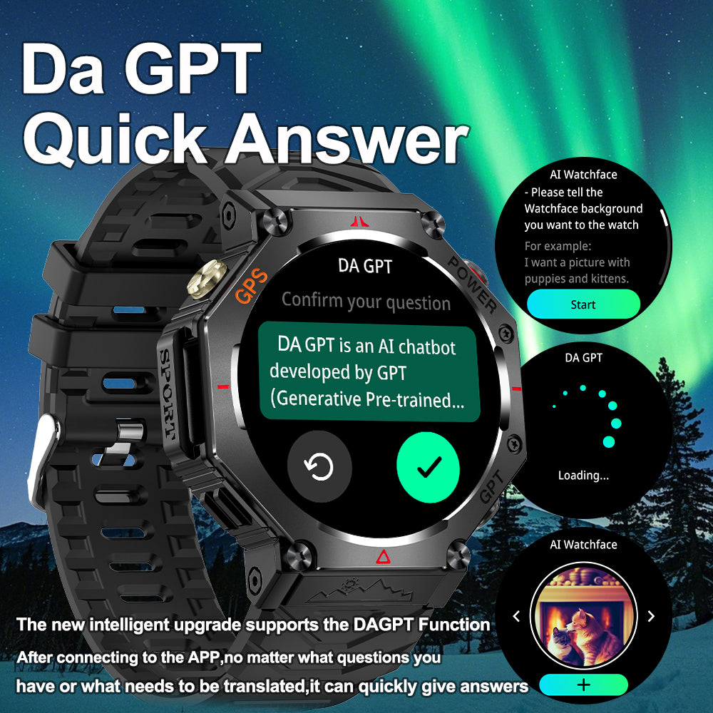 SENBONO Smartwatch KC91 supports AI voice assistant + AI watch face GPS positioning Bluetooth answering, health monitoring and other functions, and is a must-have item for outdoor activities.