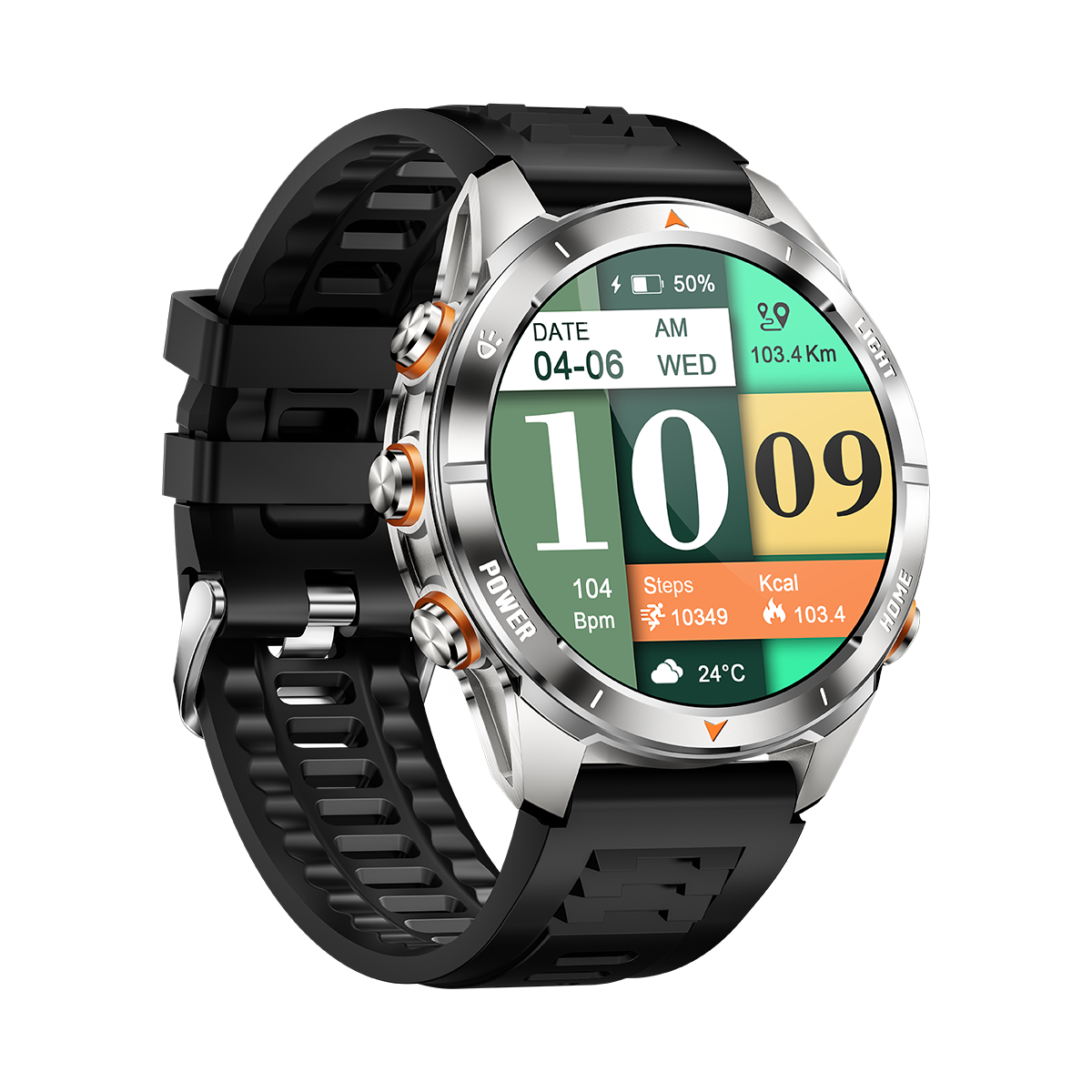 SENBONO KT80 Smartwatch 1.46-inch remote control camera full-screen touch heart rate blood oxygen pressure monitoring + exercise record + sleep / women's health management smartwatch