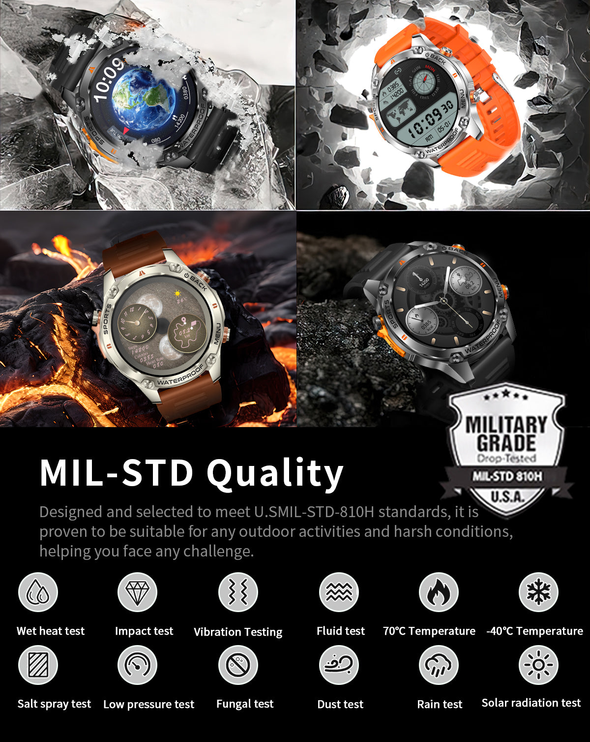 SENBONO Smart Outdoor Watch G100 Sports Watch 1.43 Inch GPS Bluetooth Calling Voice Assistant Remote Camera Fitness Tracker Smart Sports Glasses
