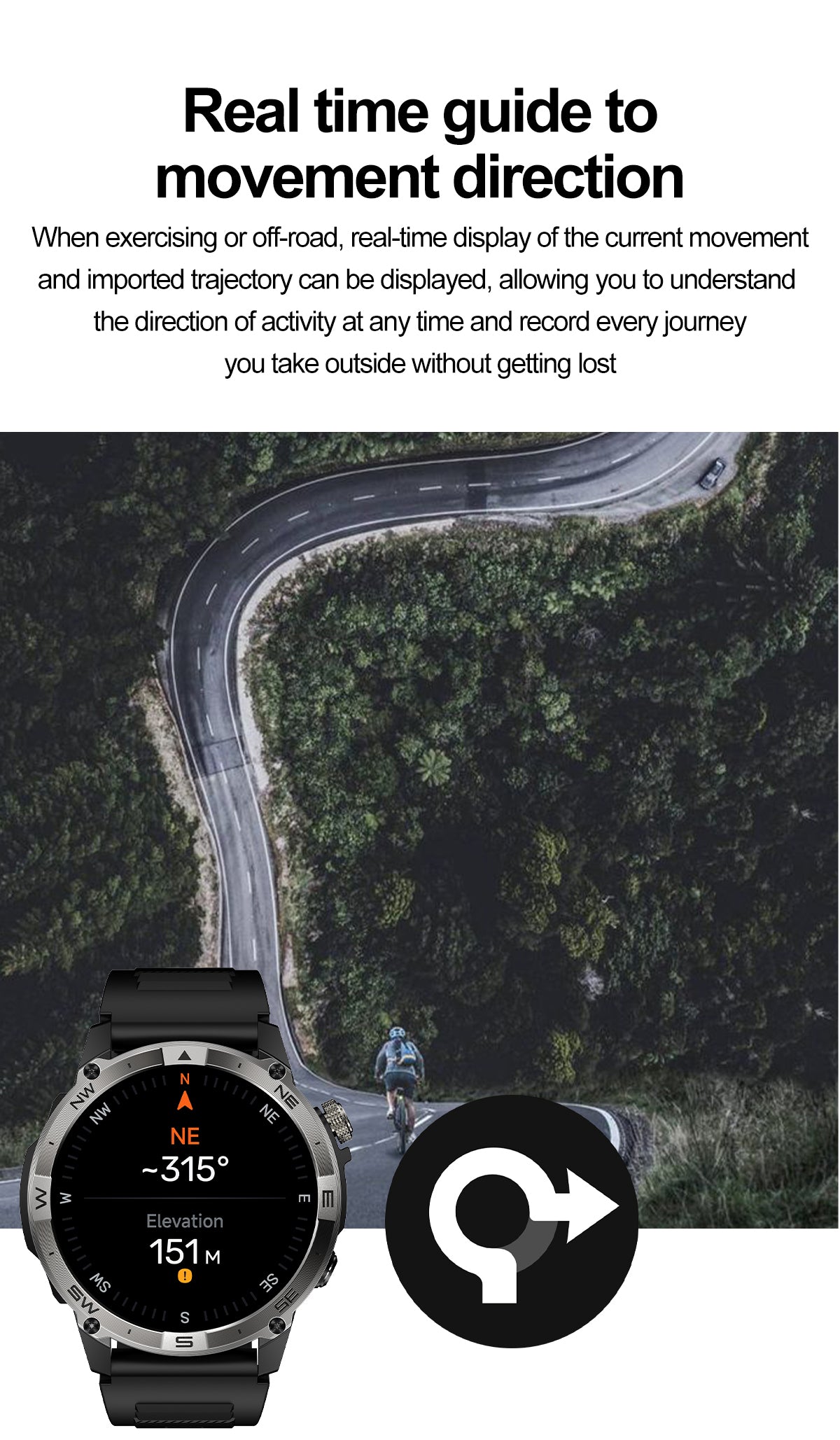 SENBONO smart watch HK08 GPS positioning air pressure compass bluetooth call message push large capacity battery men's outdoor smart watch