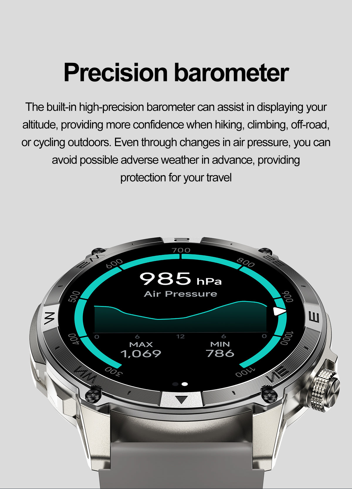 SENBONO smart watch HK08 GPS positioning air pressure compass bluetooth call message push large capacity battery men's outdoor smart watch