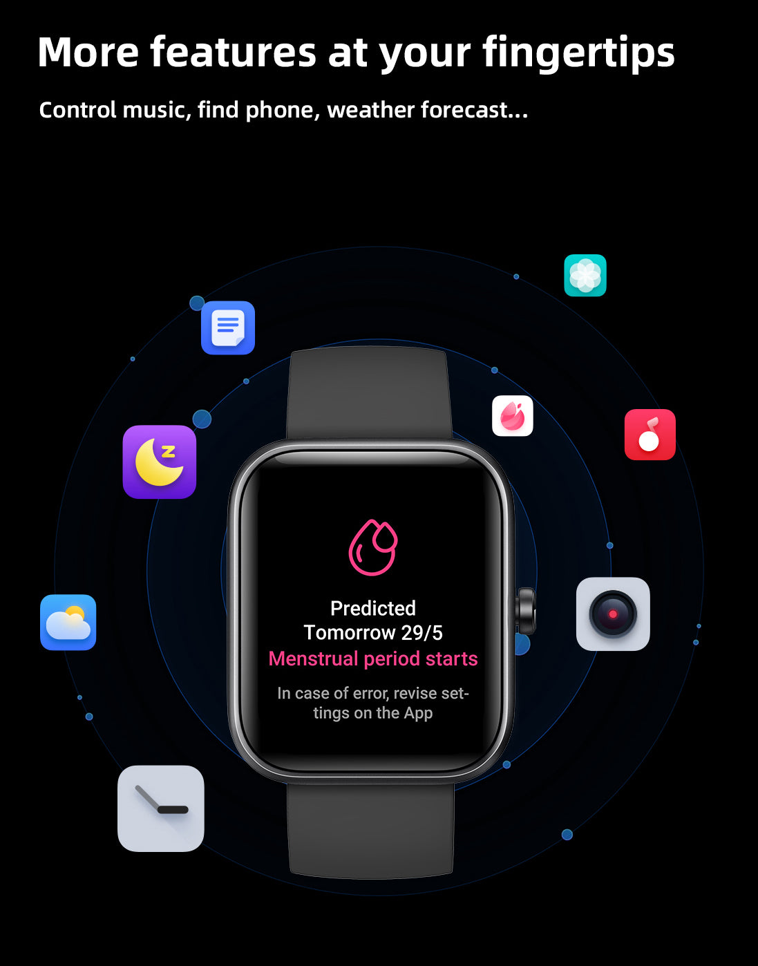 SENBONO Smartwatch IDW25 full screen touch IP68 waterproof 1.83-inch custom dial female health tracking, monitoring heart rate blood oxygen and other health data