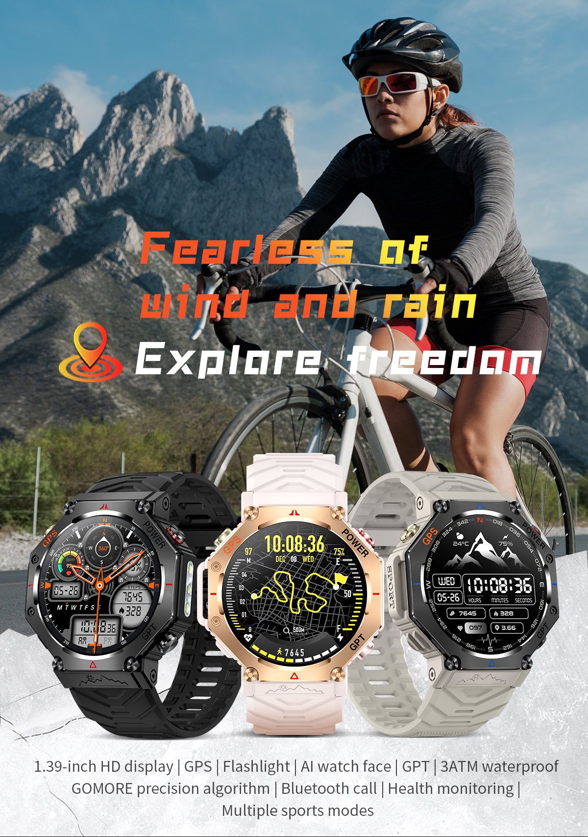 SENBONO Smartwatch KC91 supports AI voice assistant + AI watch face GPS positioning Bluetooth answering, health monitoring and other functions, and is a must-have item for outdoor activities.