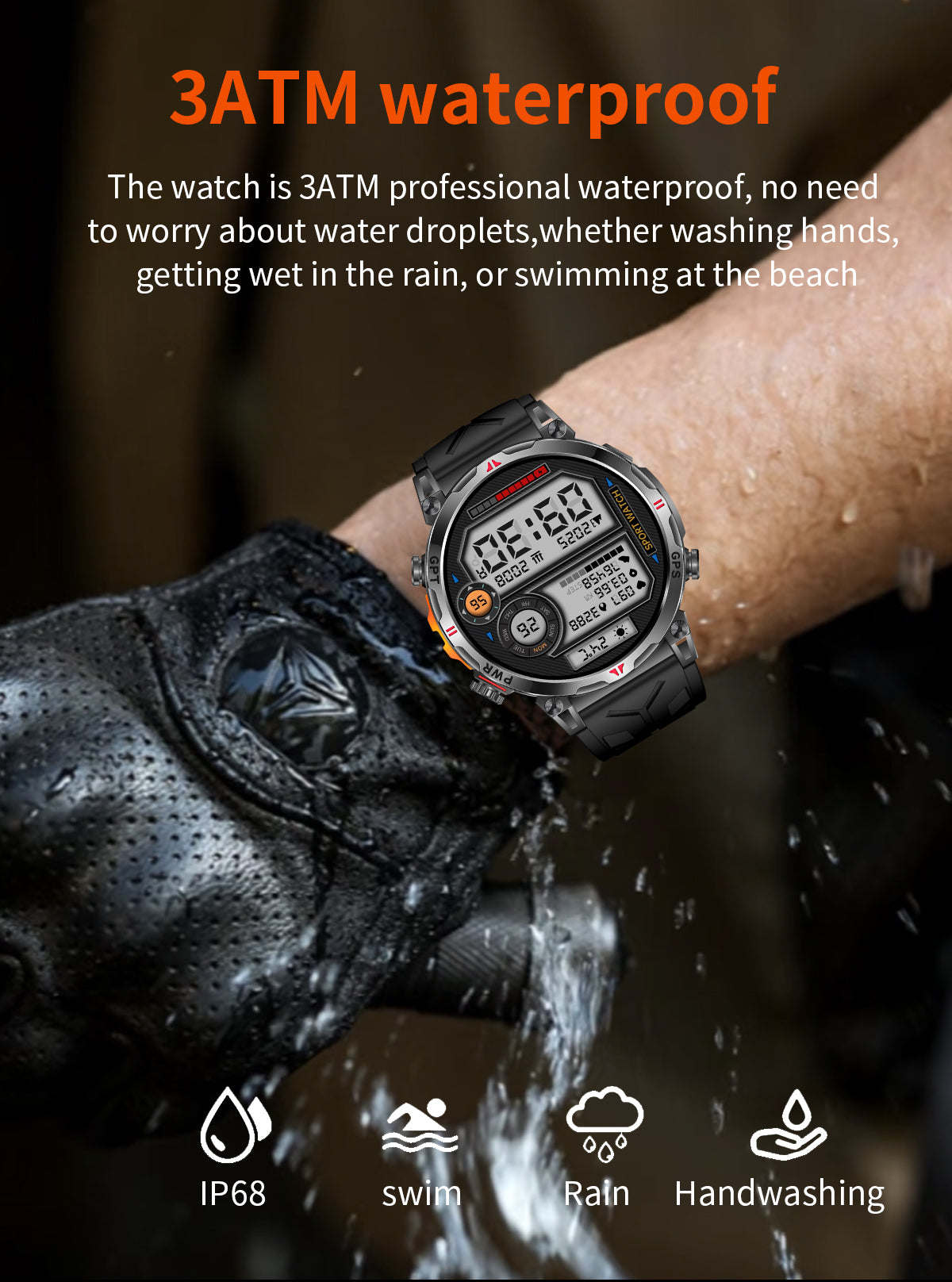 SENBONO Smart Outdoor Watch KC93 GPS Positioning, Bluetooth Calling, Heart Rate and Blood Oxygen Health Analysis Fitness Tracker Cycling Sports Smart Watch is compatible with iOS and Android.