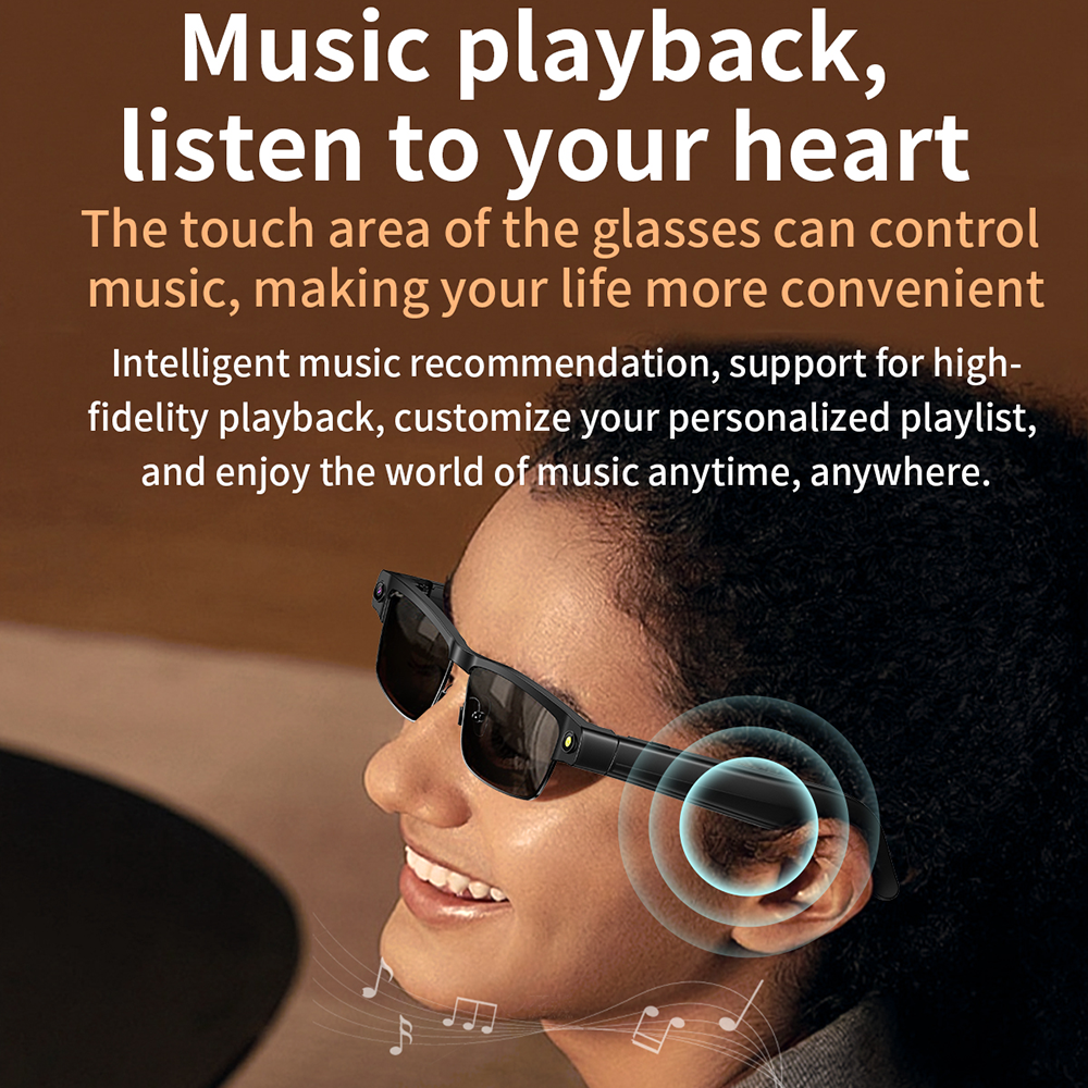 SENBONO L802 Smart AI Translation Glasses with 8MP Video Recording, Dual Microphones, Noise Cancellation, Bluetooth Call Recognition, WiFi Real-Time Transmission, Voice Assistant Sports Smart Outdoor Glasses