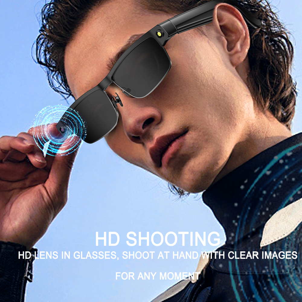 SENBONO L802 Smart AI Translation Glasses with 8MP Video Recording, Dual Microphones, Noise Cancellation, Bluetooth Call Recognition, WiFi Real-Time Transmission, Voice Assistant Sports Smart Outdoor Glasses