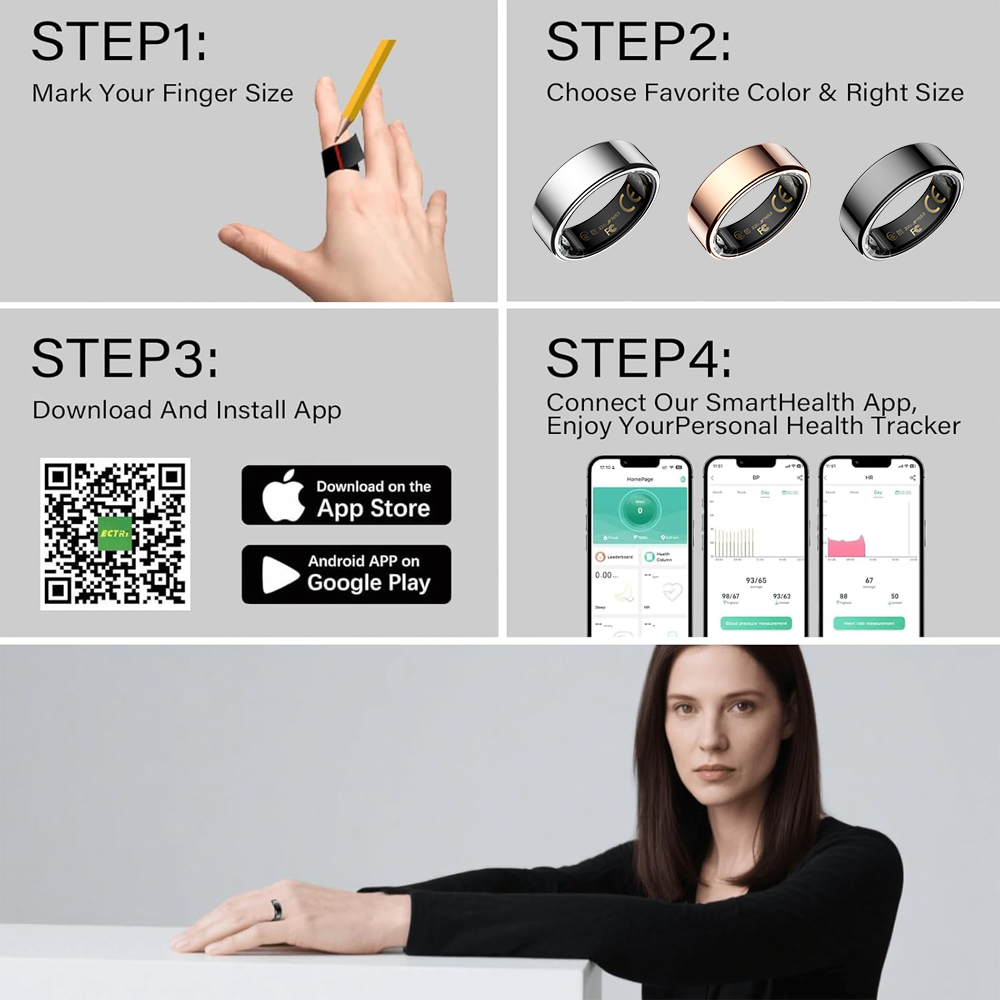 SENBONO R13 Smart Ring, Stainless Steel, Bluetooth 5.3, Health Monitoring, Gesture Interaction, Sleep Monitoring, Somatosensory Gaming, 5ATM Waterproof, High-End Fashion Smart Couple Ring