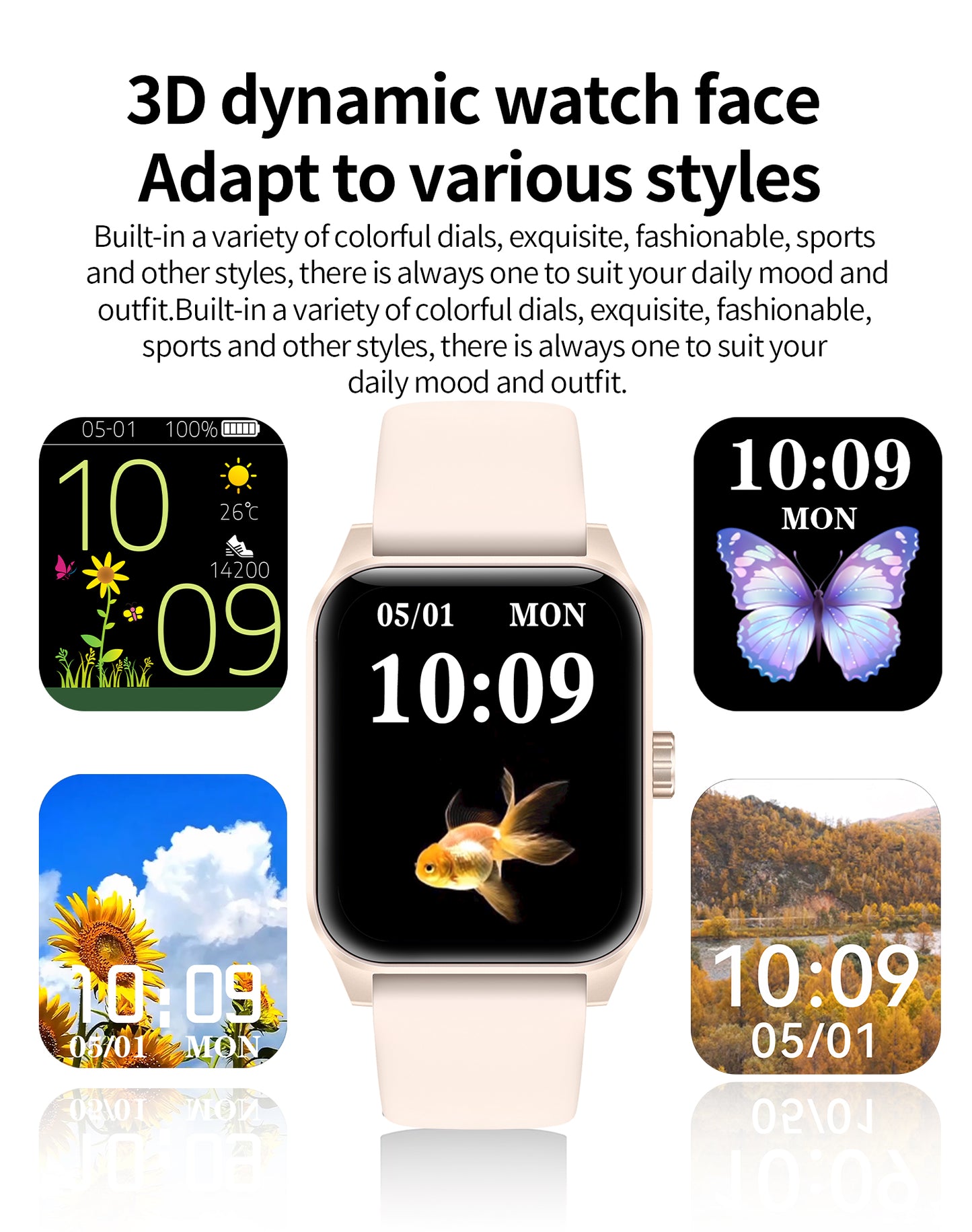 SENBONO Smart Watch V25Z Bluetooth Call 1.85 inches 240*284 HD large screen 3D dynamic dial 60HZ high refresh rate IP68 waterproof Daily use Message push Multiple health function monitoring