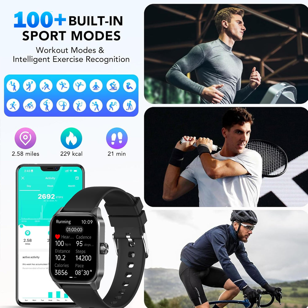 SENBONO Smart Watch V25Z Bluetooth Call 1.85 inches 240*284 HD large screen 3D dynamic dial 60HZ high refresh rate IP68 waterproof Daily use Message push Multiple health function monitoring