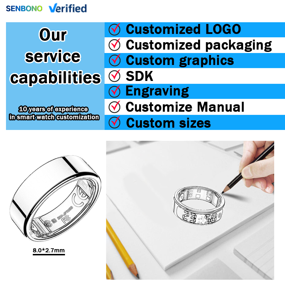 SENBONO R13 Smart Ring, Stainless Steel, Bluetooth 5.3, Health Monitoring, Gesture Interaction, Sleep Monitoring, Somatosensory Gaming, 5ATM Waterproof, High-End Fashion Smart Couple Ring