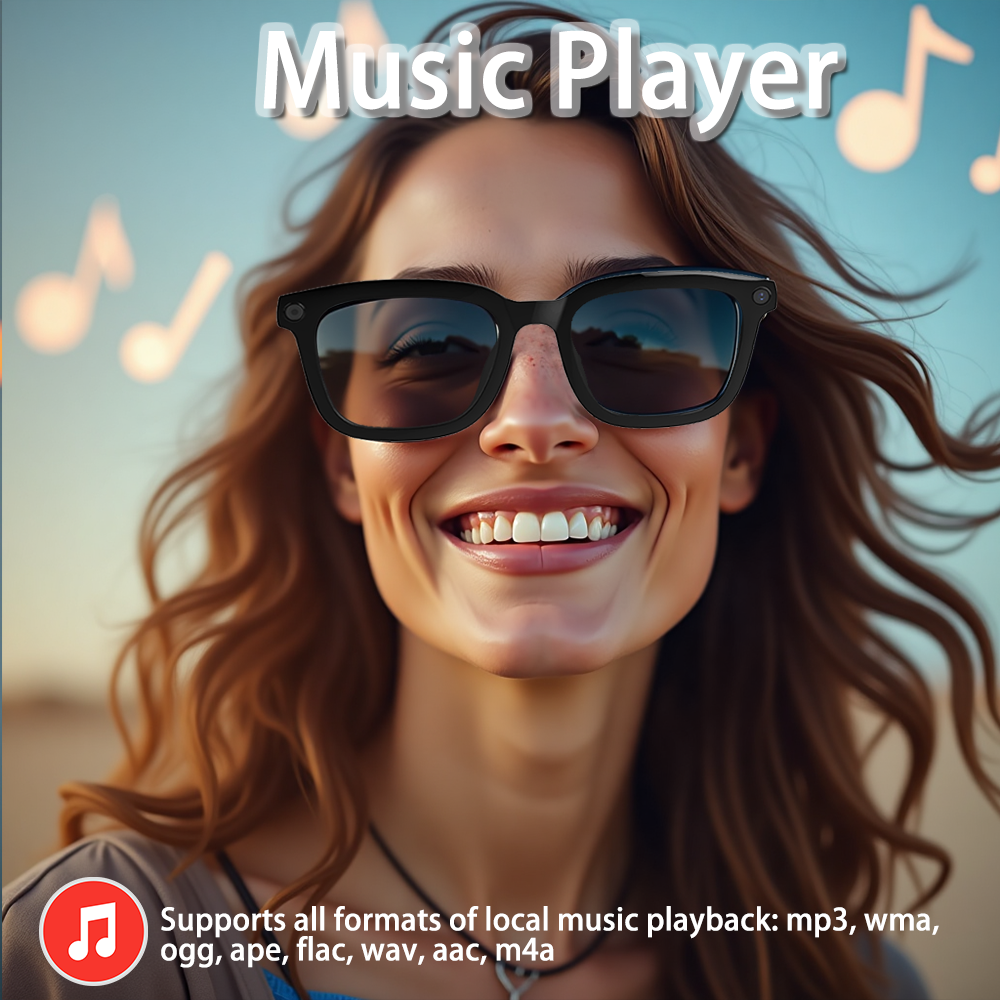 SENBONO V03 Smart ai glasses UV400 anti-ultraviolet round frame video call recording 5MP HD music playback ai object recognition sports smart outdoor sunglasses