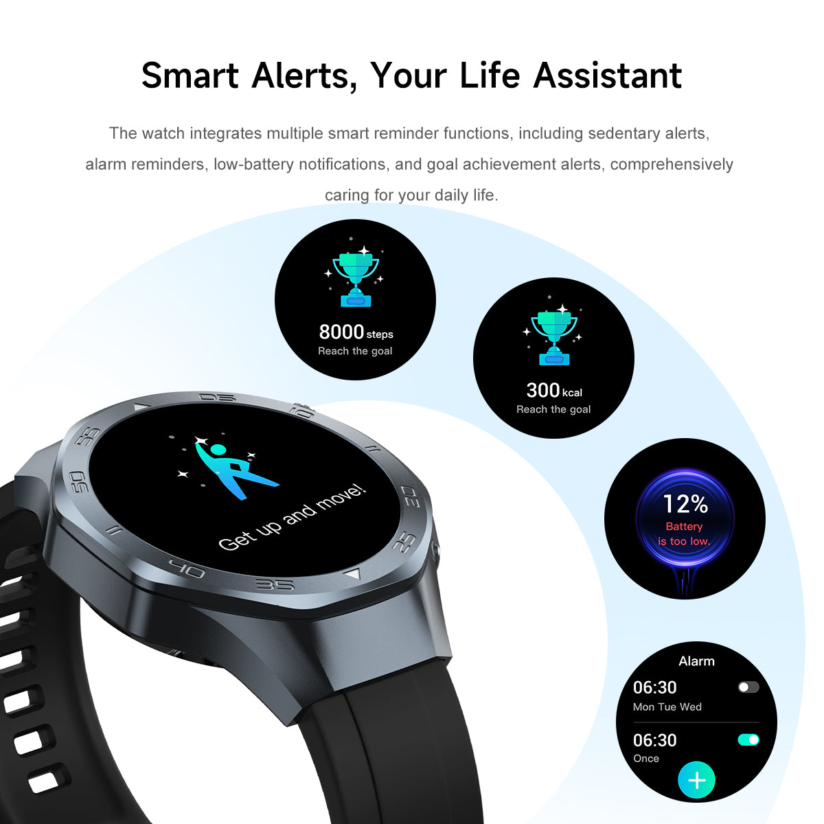 SENBONO Android Smartwatch damen C10 features GPS, a compass, wireless calling, heart rate and blood oxygen monitoring, multiple sports function modes, and a 1.53-inch IPS HD screen suitable for outdoor use.