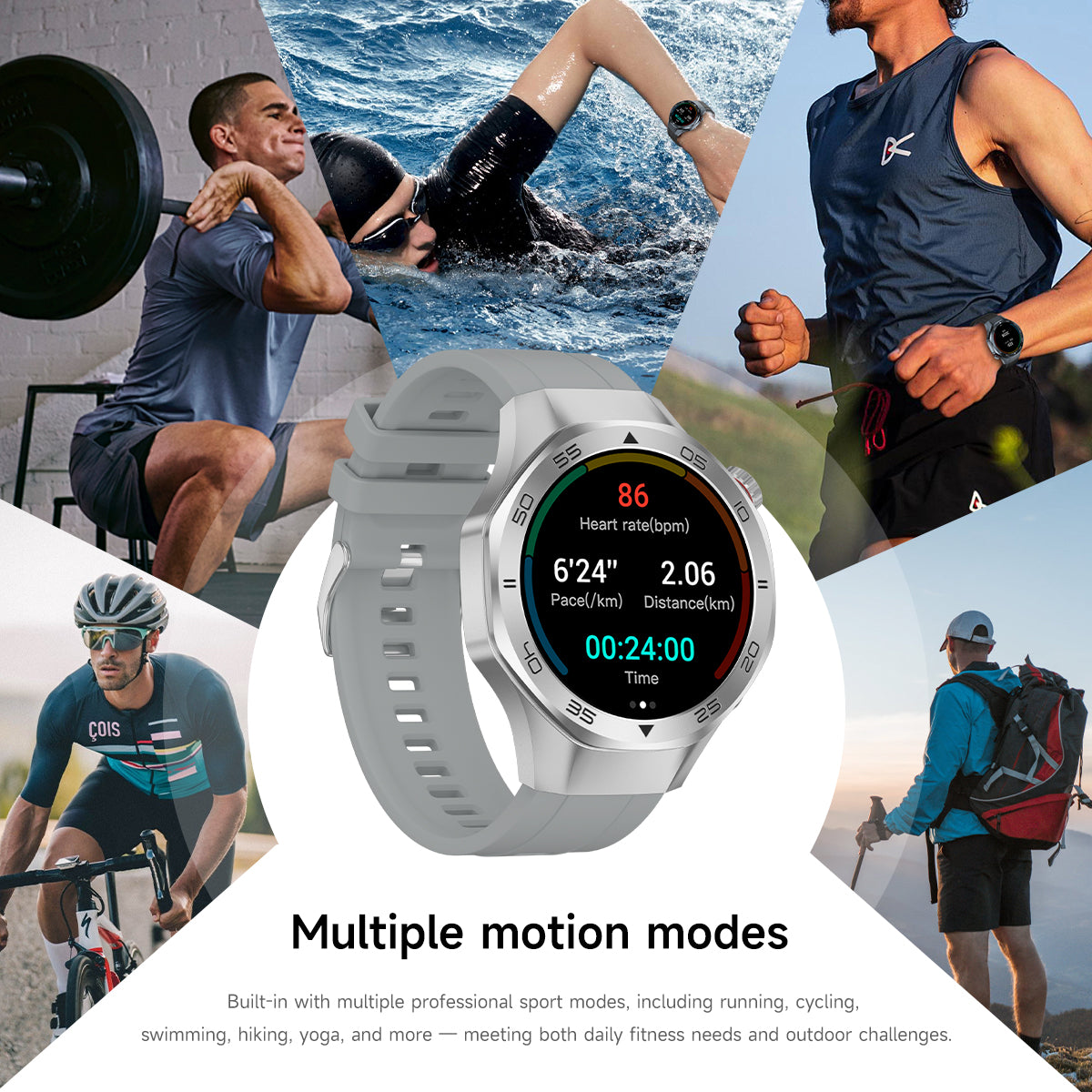 SENBONO Android Smartwatch damen C10 features GPS, a compass, wireless calling, heart rate and blood oxygen monitoring, multiple sports function modes, and a 1.53-inch IPS HD screen suitable for outdoor use.