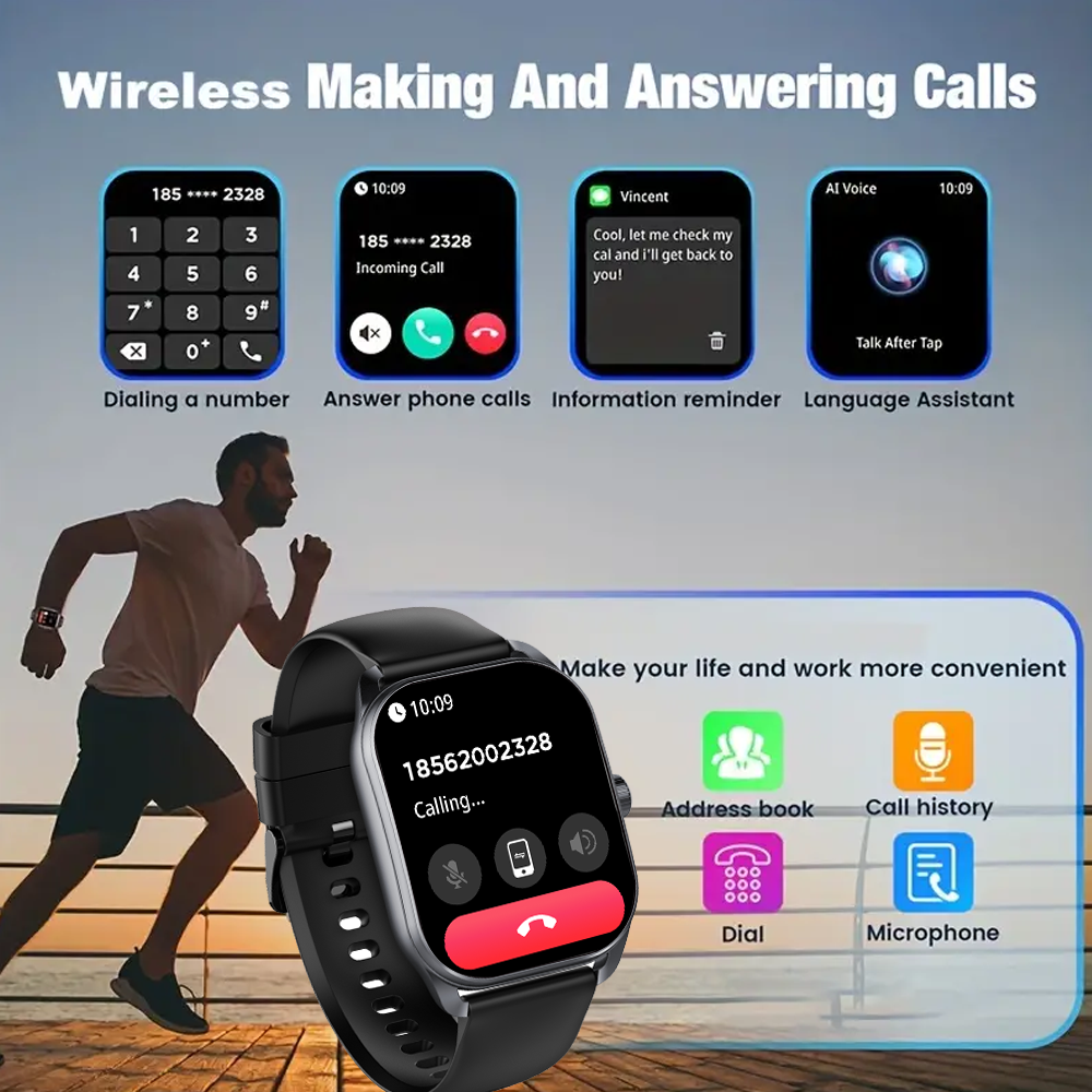 SENBONO Smartwatch JX629 curved 2.01-inch IPS screen 300mAh battery heart rate and blood oxygen monitoring Bluetooth 5.3+EDR compatible with Android and iOS