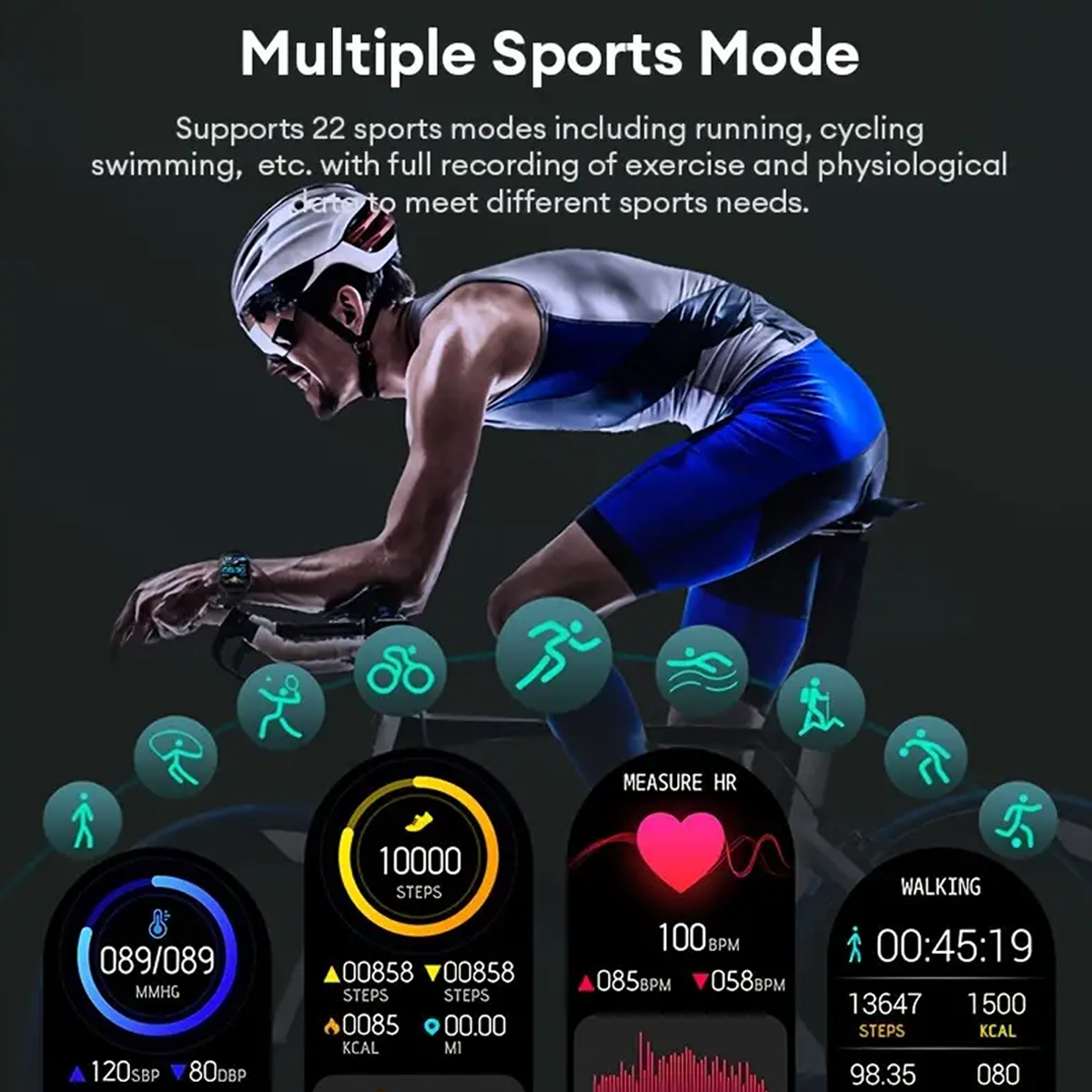 SENBONO Smartwatch JX629 curved 2.01-inch IPS screen 300mAh battery heart rate and blood oxygen monitoring Bluetooth 5.3+EDR compatible with Android and iOS