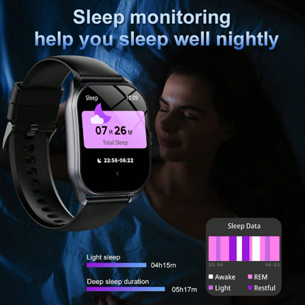 SENBONO Smartwatch JX629 curved 2.01-inch IPS screen 300mAh battery heart rate and blood oxygen monitoring Bluetooth 5.3+EDR compatible with Android and iOS