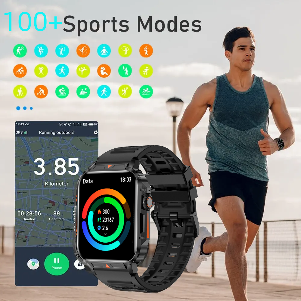 SENBONO Smartwatch L81 encoder 1.95 inches, supports heart rate Blood oxygen and other monitoring, step counting and other functions, two colors optional