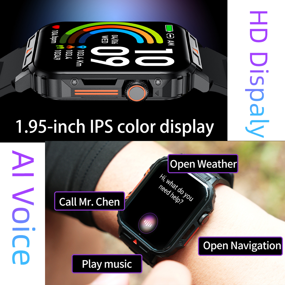 SENBONO Smartwatch L81 encoder 1.95 inches, supports heart rate Blood oxygen and other monitoring, step counting and other functions, two colors optional